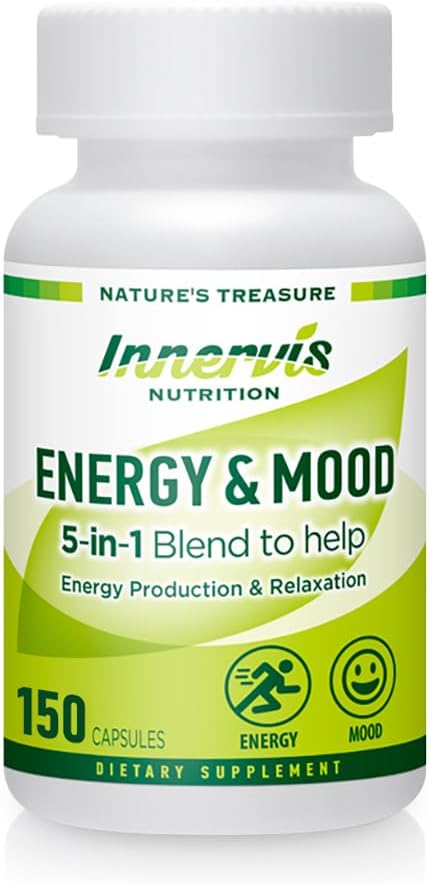 Energy & Mood Supplement – 150 Capsules 5-in-1 Blend Boost Energy