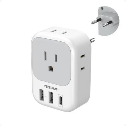 European Travel Plug Adapter USB C, TESSAN International Plug Adapter
