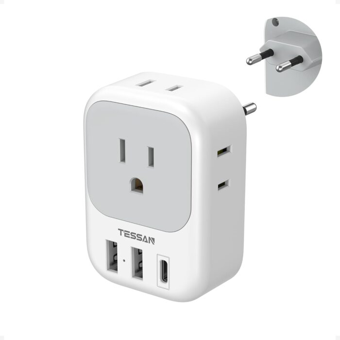 European Travel Plug Adapter USB C, TESSAN International Plug Adapter