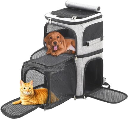 Expandable Cat Backpack Carrier for 2 Cats, Dog Backpack for 2 Small