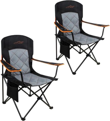 FAIR WIND 2 Pack Oversized Fully Padded Camping Chair Heavy Duty Quad