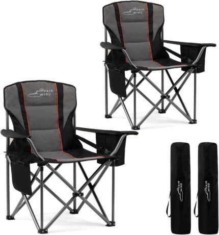 FAIR WIND 2 Pack Oversized Fully Padded Camping Chair with Lumbar