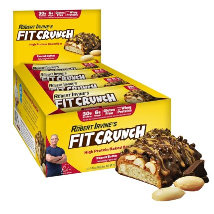 FITCRUNCH Full Size Protein Bars, 6-Layer Baked Bar, 6g of Sugar,