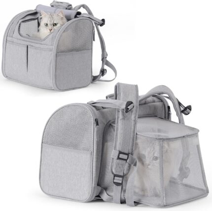 FUKUMARU Cat Backpack, Expandable Backpack for Small Dog with 4