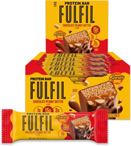 FULFIL Chocolate Peanut Butter Flavored Protein Bar Made with REESE's