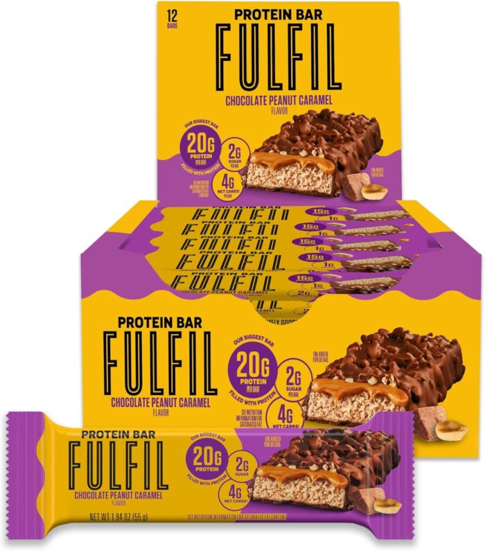 FULFIL Protein Bars, Chocolate Peanut Caramel Flavored, Gluten Free