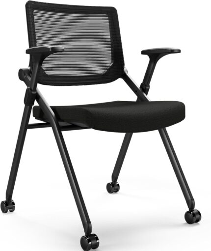FYLICA Foldable Office Chair with PU Wheels and Smooth