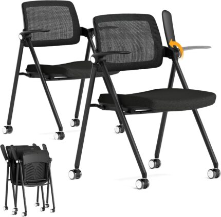 FYLICA Stackable & Foldable Office Chair Set of 2, Folding Desk Chair