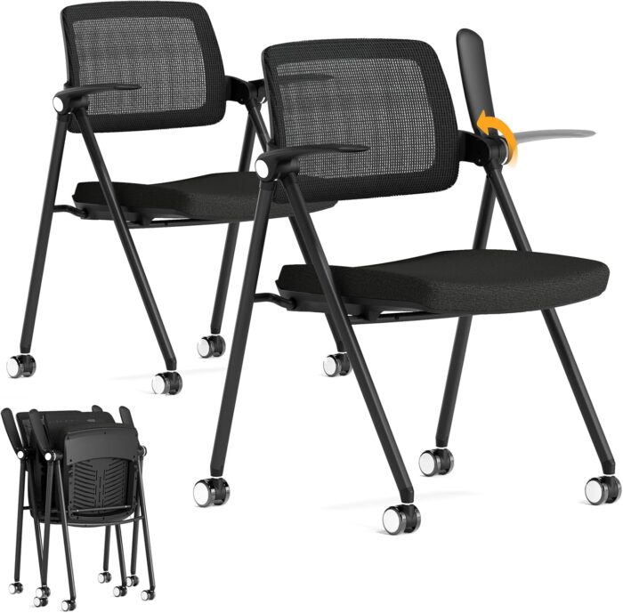 FYLICA Stackable & Foldable Office Chair Set of 2, Folding Desk Chair