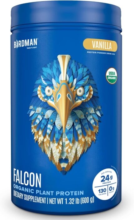 Falcon Organic Vegan Protein Powder Vanilla, 24g Protein, Sugar Free,
