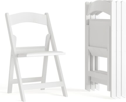 Flash Furniture Hercules Series Folding Chair - White Resin - Set of 4