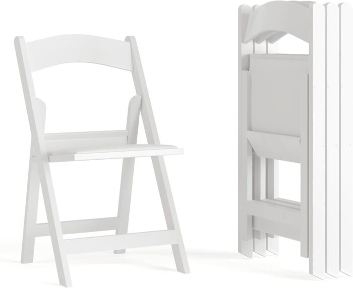 Flash Furniture Hercules Series Folding Chair - White Resin - Set of 4