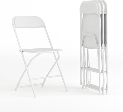 Flash Furniture Hercules Series Plastic Folding Chair - White - 4 Pack