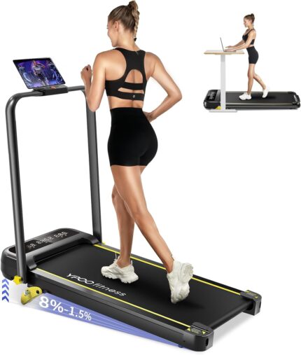 Foldable Treadmill with Incline, Walking Pad with Handle Bar