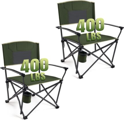 Folding Camping Chairs 2 Pack, Heavy Duty Camping Chairs for Adults