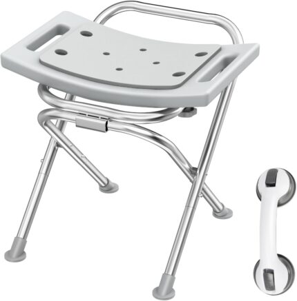 Folding Shower Chair Seat, 17.5" Stainless Steel Small Shower Chair