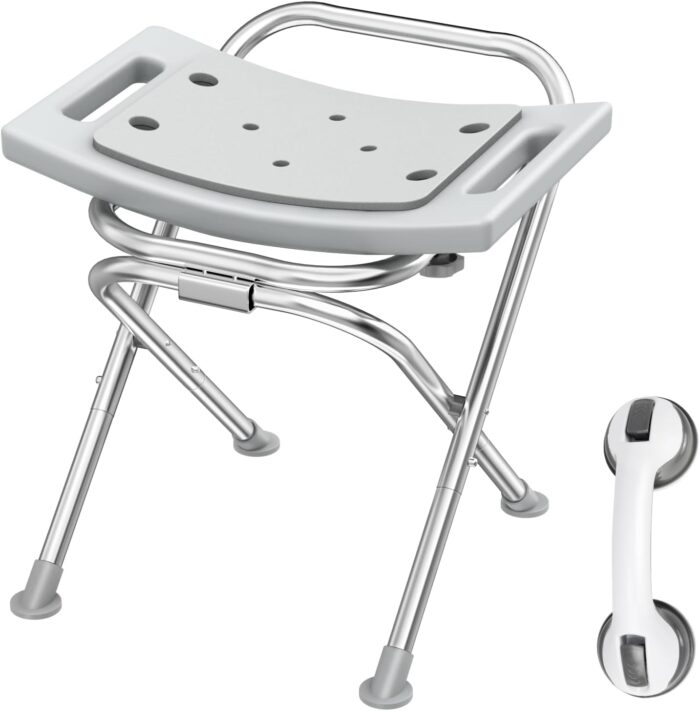 Folding Shower Chair Seat, 17.5" Stainless Steel Small Shower Chair