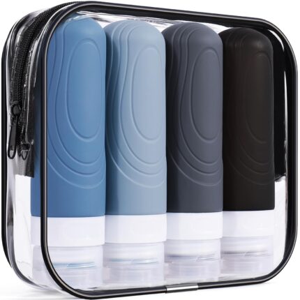 GLAMFIELDS Travel Bottles for Toiletries,TSA Approved 3oz size Leak
