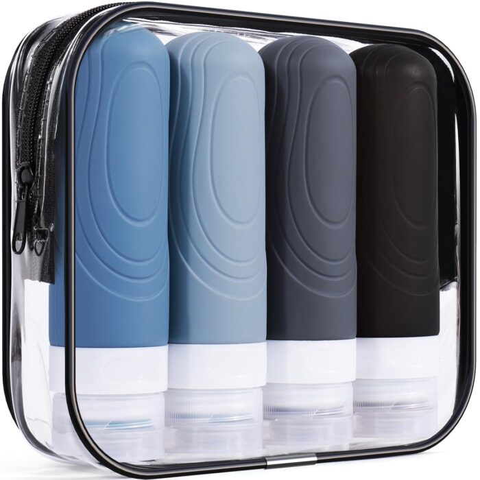 GLAMFIELDS Travel Bottles for Toiletries,TSA Approved 3oz size Leak