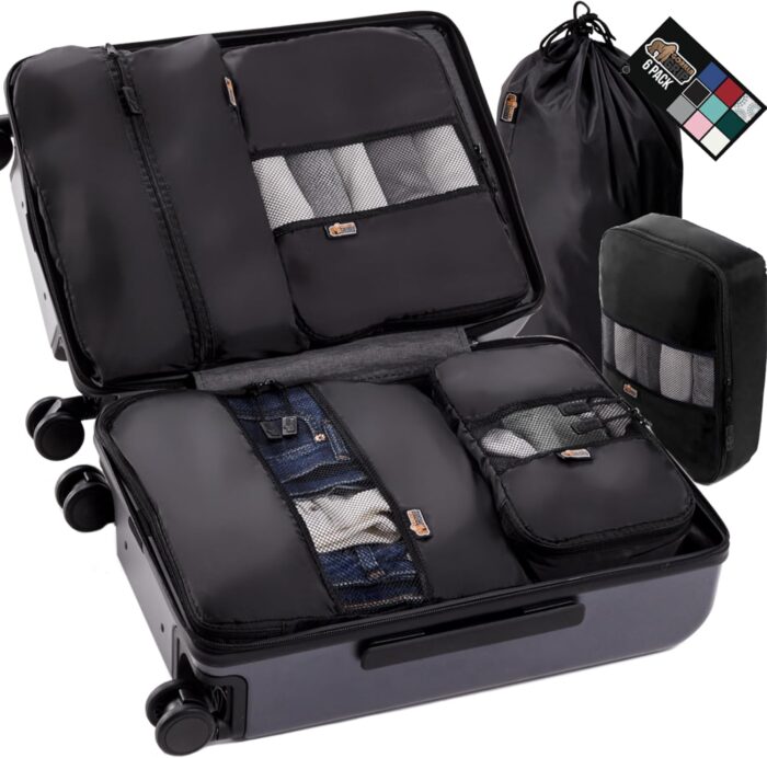 GORILLA GRIP 6 Set Packing Cubes, Travel Essentials for Suitcase, Mesh