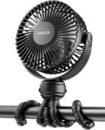 Gaiatop Mini Portable Stroller Fan, Battery Operated Small Clip on,
