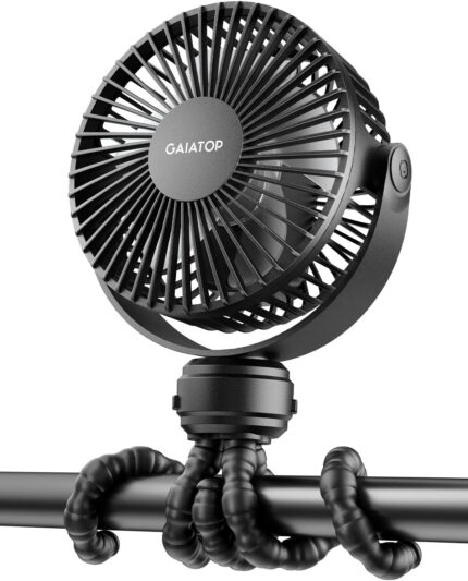 Gaiatop Mini Portable Stroller Fan, Battery Operated Small Clip on,