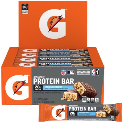 Gatorade Whey Protein Bars, Cookies & Crème, 2.8 oz bars (Pack of 12,