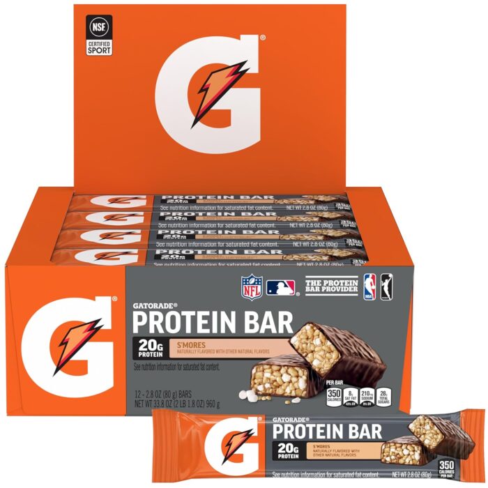 Gatorade Whey Protein Recover Bars, S'mores, 12 Count(Pack of 1)