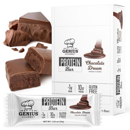 Genius Gourmet Protein Bar, Chocolate Dream, Keto Snack, Low Carb, Low