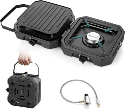 Gonex 2 Burner Propane Camping Stove with Griddle & Grates, Portable