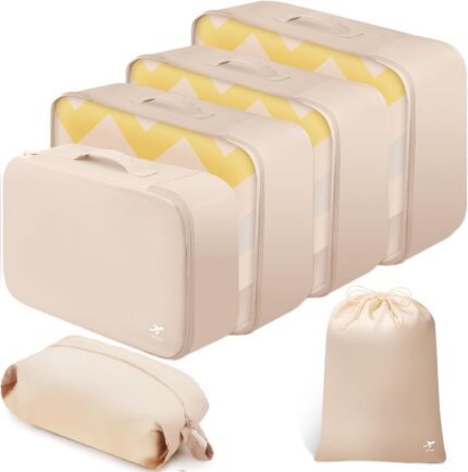 HOTOR Packing Cubes for Suitcases - 6 Pieces, Light Packing Cubes for