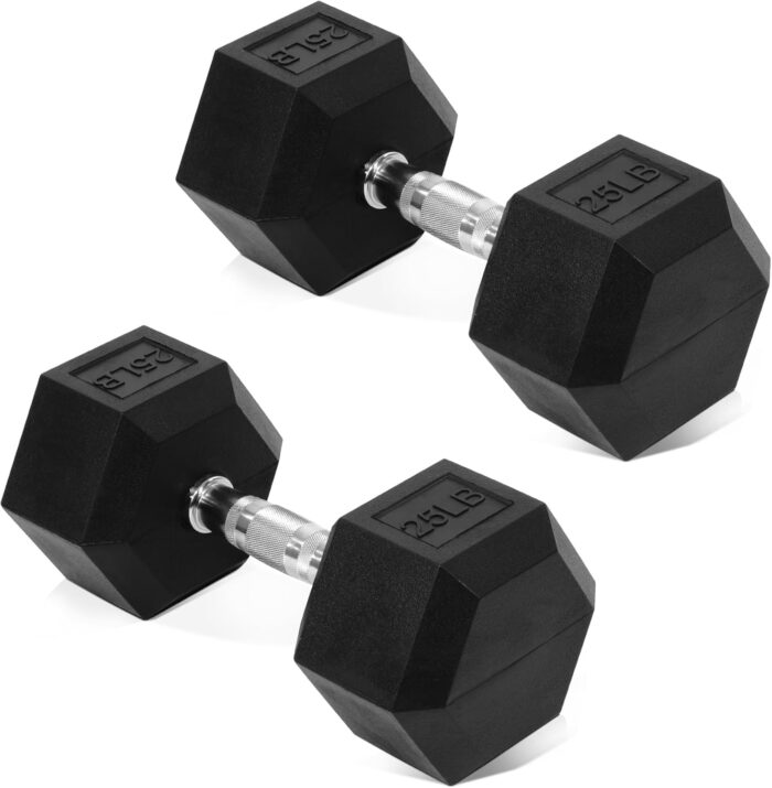 Hex Dumbbells Rubber Coated Hand Weights Pairs for Exercises