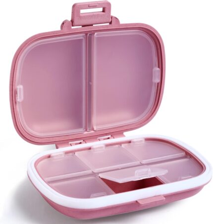 Holii Travel Pill Organizer, 8 Compartments Portable Pill Case, Daily