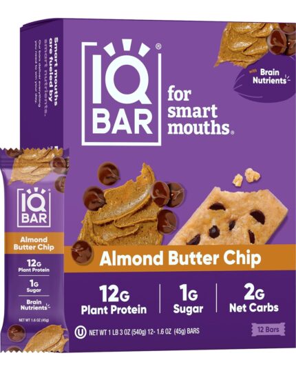 IQBAR Brain and Body Plant Protein Bars - Almond Butter Chip -