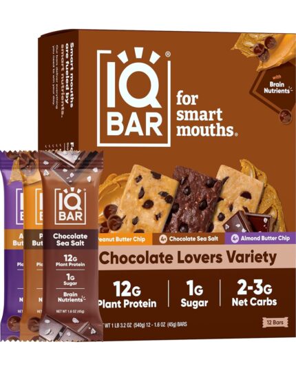 IQBAR Brain and Body Plant Protein Bars - Chocolate Lovers Variety -