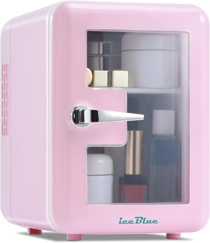 Iceblue Skincare Fridge with Viewing Window, 4L Compact Small Fridge