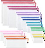 JARLINK 18 Pack 8 Sizes Mesh Pouch, 9 Colors, Waterproof Zipper Bags