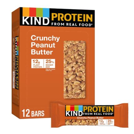 KIND PROTEIN Snack Bar, Crunchy Peanut Butter, 12g Plant Protein,