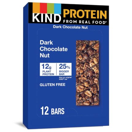 KIND PROTEIN Snack Bar, Dark Chocolate Nut, 12g Plant Protein, Protein