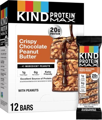KIND Protein MAX Crispy Chocolate Peanut Butter Snack Bars, 20g of