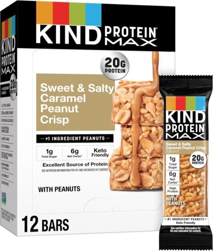 KIND Protein MAX Sweet & Salty Caramel Peanut Crisp Snack Bars, Keto