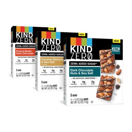 KIND ZERO Added Sugar Bars Variety Pack, Dark Chocolate Nuts & Sea