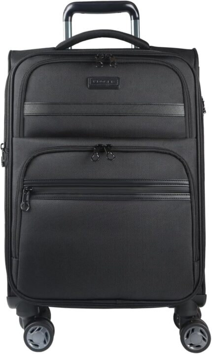 KROSER Softside Expandable Carry On Luggage with Spinner Wheels &