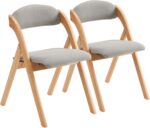 Karl home Wooden Padded Folding Chairs 2 Pack, Portable Folding Chairs