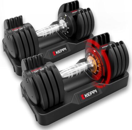 Keppi Adjustable Dumbbells Set, 25lb/55lb Dumbbells with