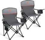 LET'S CAMP Camping Chair 2 Pack Folding Chair with 3-Can Cooler Bag