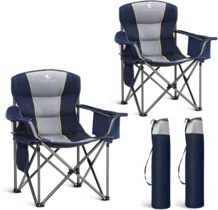 LET'S CAMP Folding Camping Chair Oversized Heavy Duty Padded Outdoor