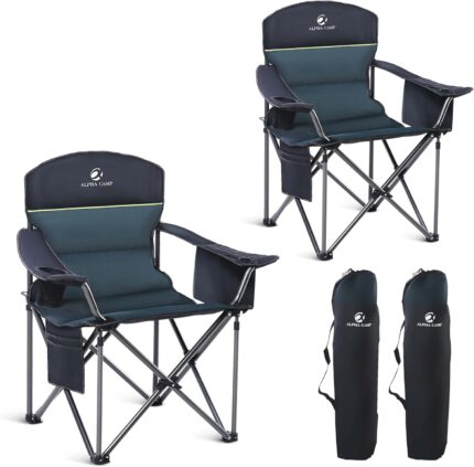 LET'S CAMP Oversized Folding Camping Chair Portable Outdoor Heavy Duty