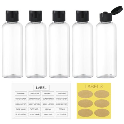 LISAPACK 3.4 oz Travel Bottles for Toiletries, 5pcs Travel Containers