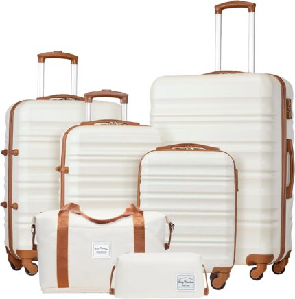 LONG VACATION Luggage Set 4 Piece Luggage with ABS hardshell TSA Lock